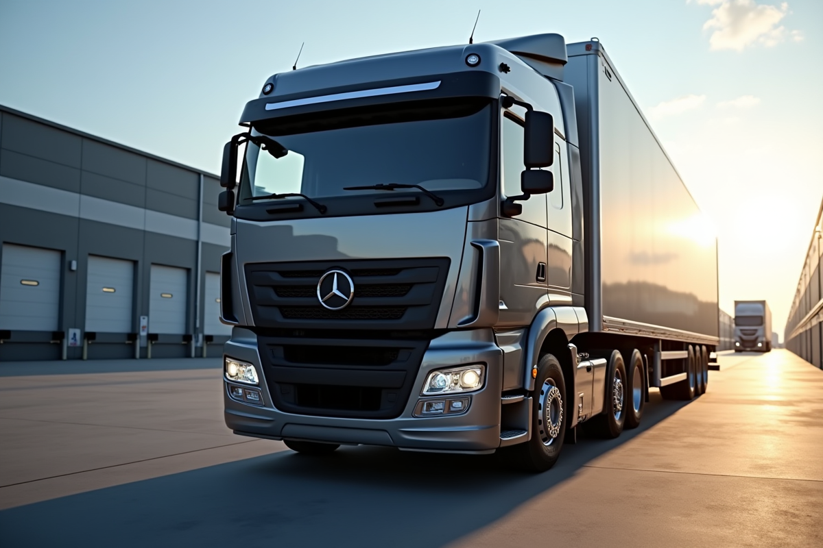 Camion utilitaire 16 tonnes dans un yard logistique moderne
