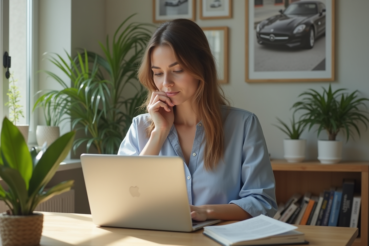 Jeune femme comparant offres d