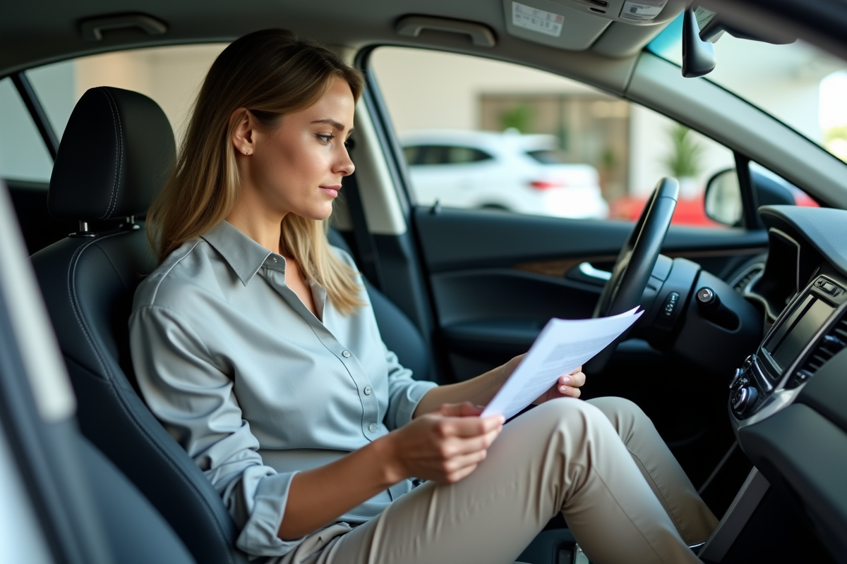 Femme lisant des papiers dans l