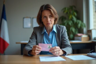 Femme compare son ancien permis et nouveau permis français