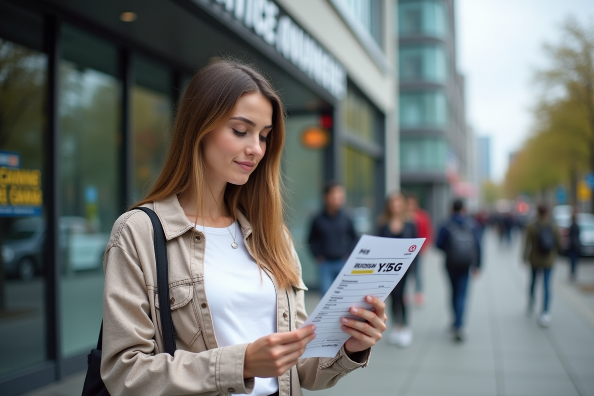 Jeune femme tenant une plaque d