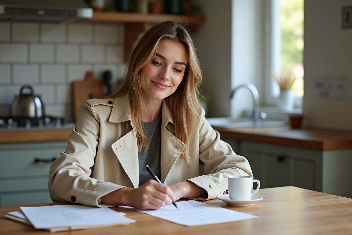 Jeune femme remplissant un formulaire d