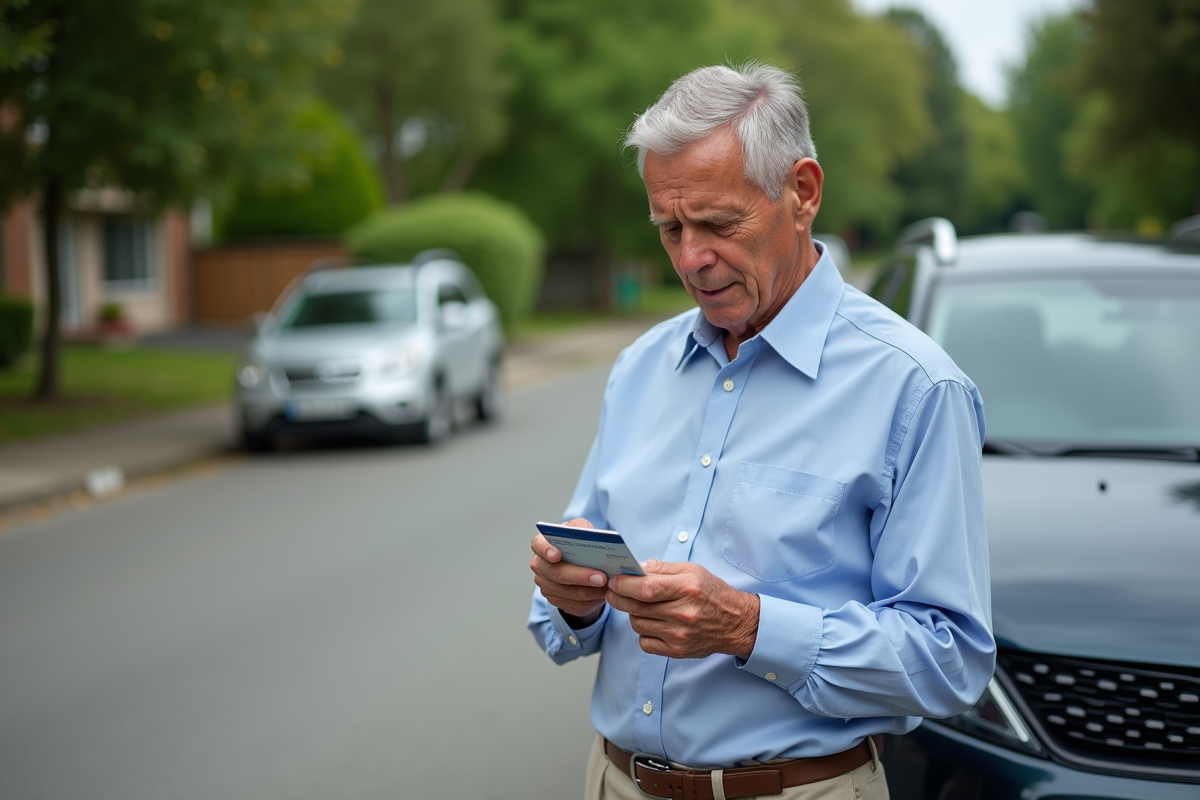 Homme senior vérifiant la date d