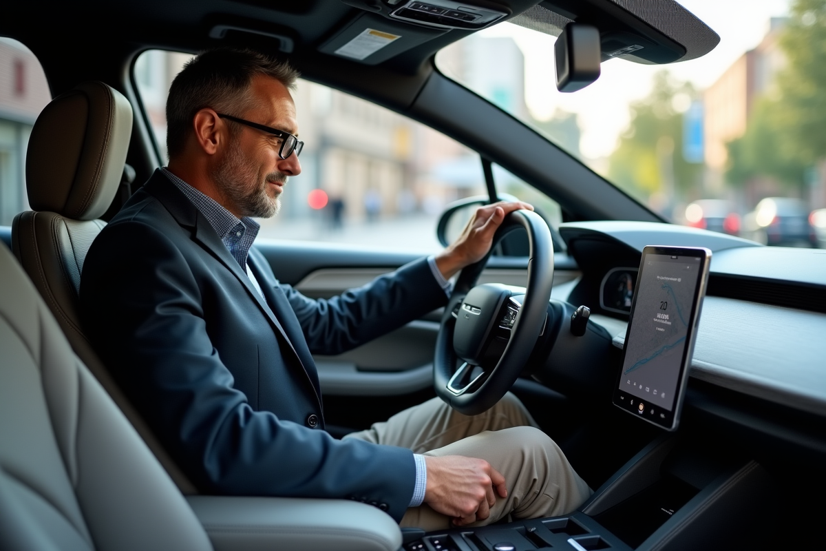 Homme concentré utilisant l