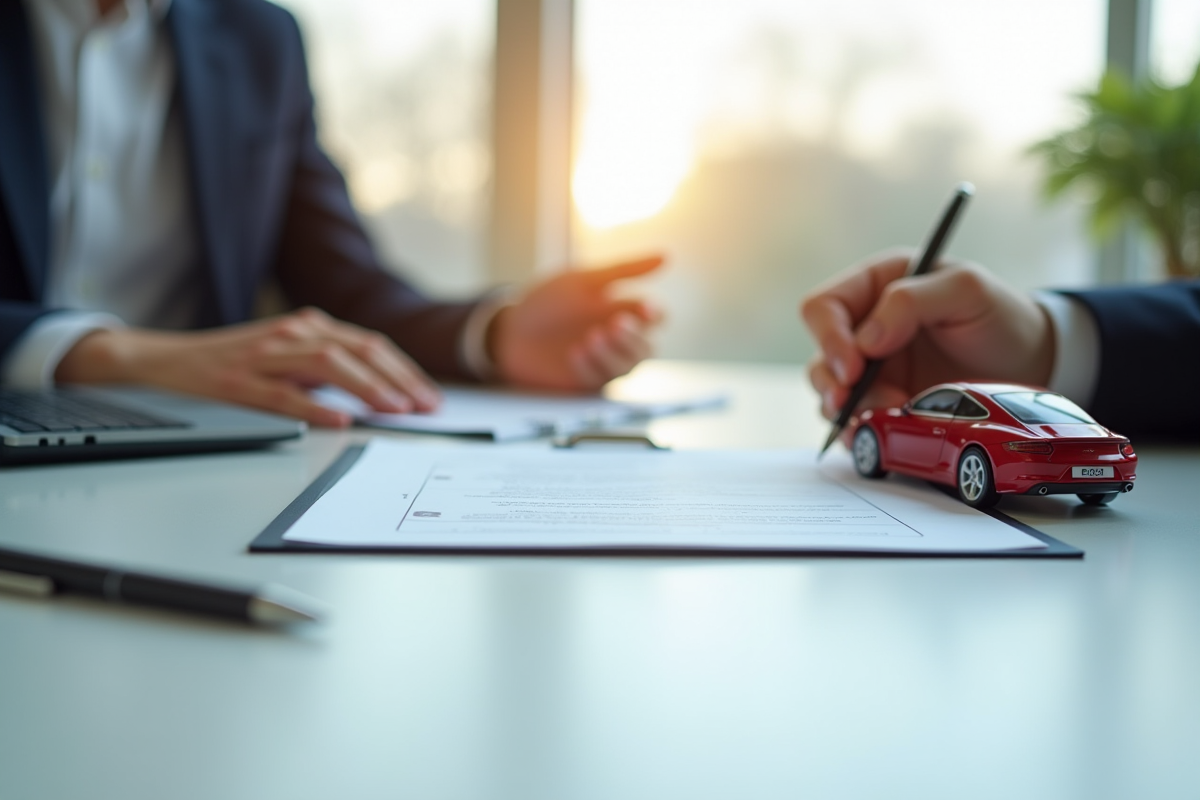 Main signant un contrat de leasing automobile